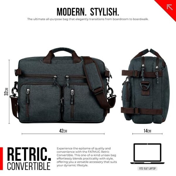 Laptop Bag For Men - Convertible Backpack For Office And Travel (Multi Colour - Oxford Fabric) - Image 4
