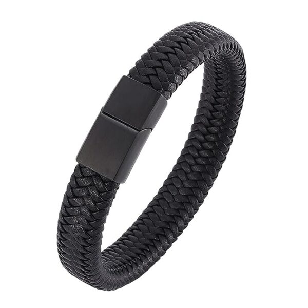 Stylish Bracelet For Men Leather Bracelet Magnetic Clasp Wraparound Black Charm Bracelets For Men Boy